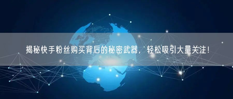 揭秘快手粉丝购买背后的秘密武器，轻松吸引大量关注！
