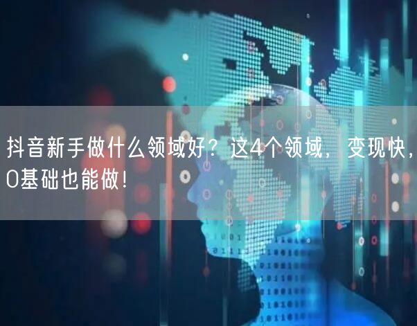 抖音新手做什么领域好?这4个领域,变现快,0基础也能做!