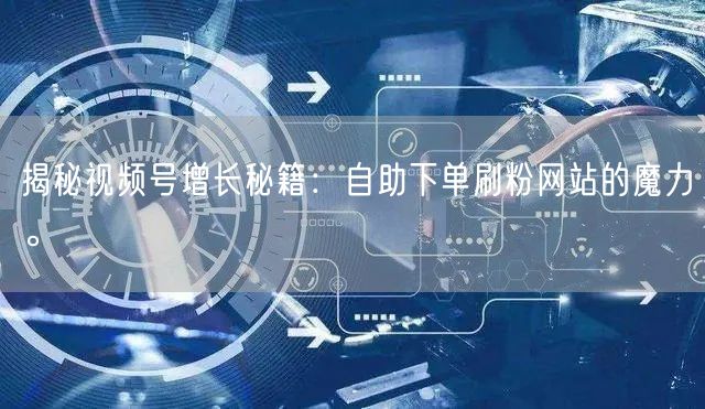 揭秘视频号增长秘籍:自助下单刷粉网站的魔力。