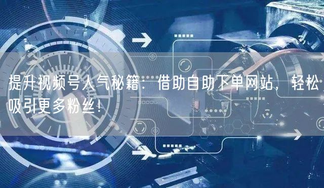 提升视频号人气秘籍：借助自助下单网站，轻松吸引更多粉丝！