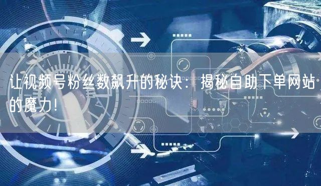 让视频号粉丝数飙升的秘诀：揭秘自助下单网站的魔力！