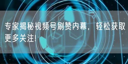 专家揭秘视频号刷赞内幕，轻松获取更多关注!