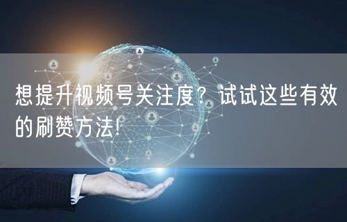 想提升视频号关注度?试试这些有效的刷赞方法!