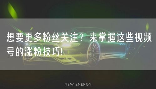 想要更多粉丝关注？来掌握这些视频号的涨粉技巧!