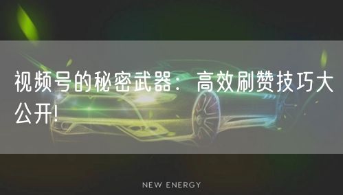 视频号的秘密武器:高效刷赞技巧大公开!