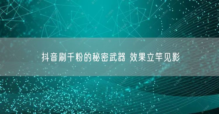 抖音刷千粉的秘密武器 效果立竿见影
