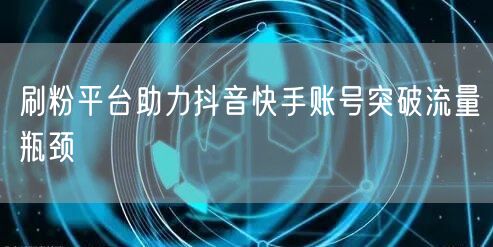 刷粉平台助力抖音快手账号突破流量瓶颈