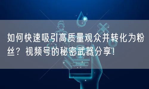 如何快速吸引高质量观众并转化为粉丝？视频号的秘密武器分享！